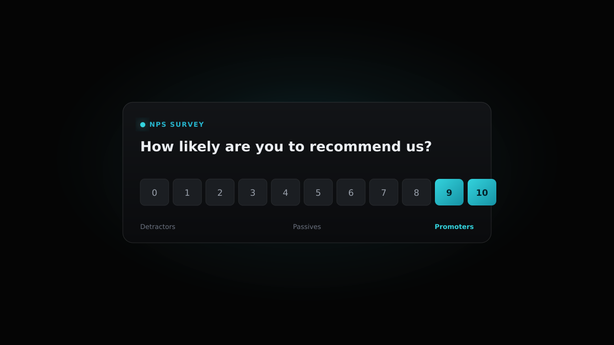A customer feedback survey card showing an NPS rating breakdown